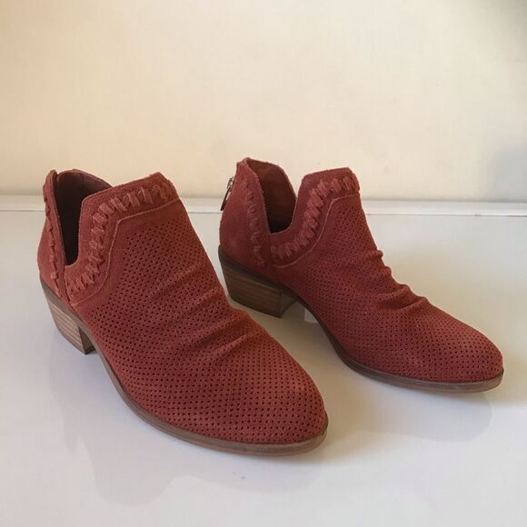Vince Camuto Shoes - Vince Camuto Palmina Perforated Suede Ankle Boots Size: 7W